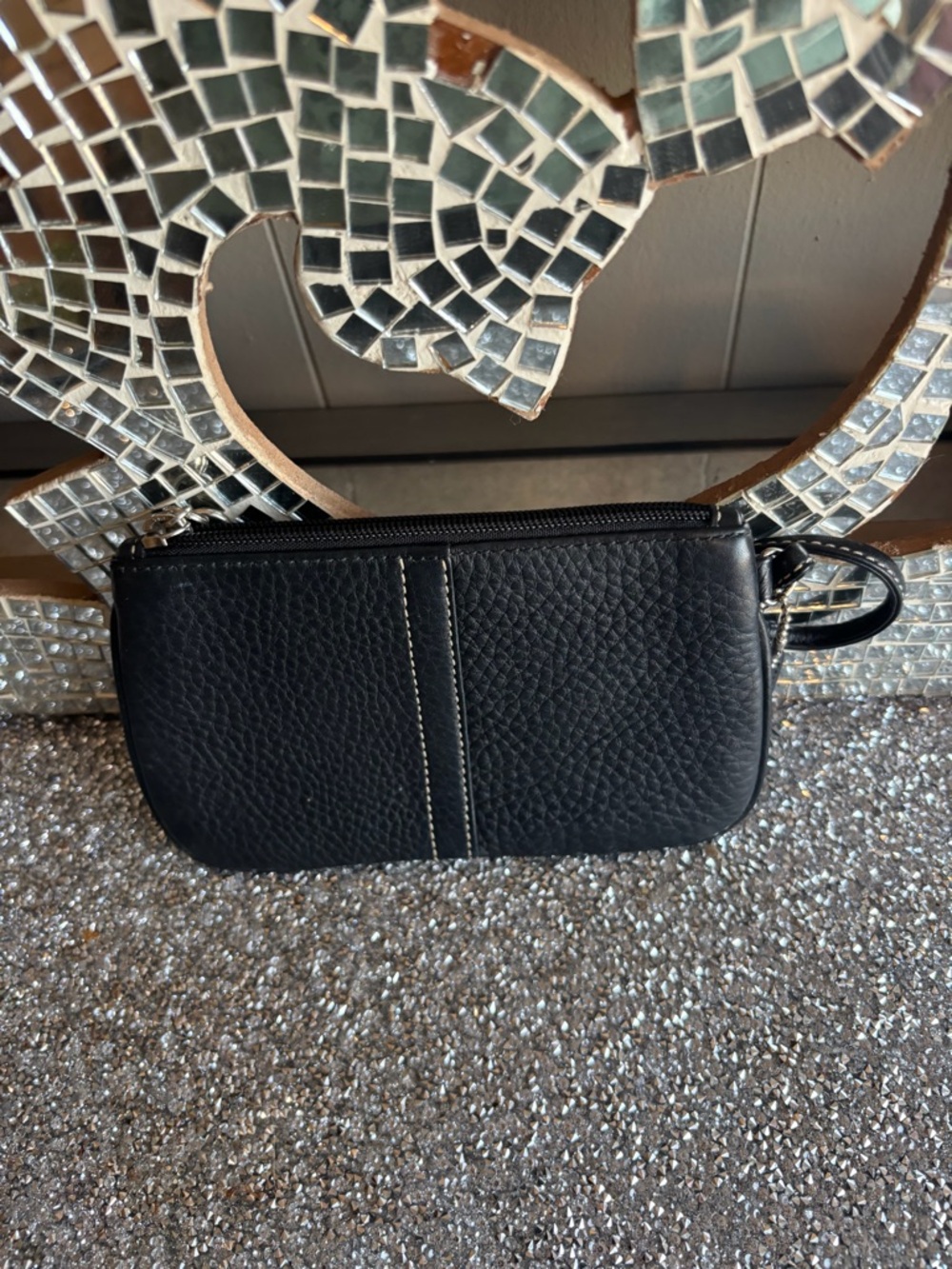 ⭐️Coach Black Pebbled Leather Wristlet